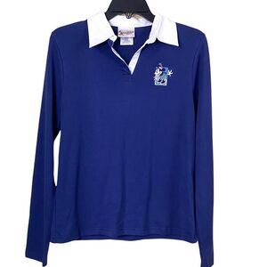 Vintage Disney Minnie Mouse Blue Polo Top Long Sleeve Size Small